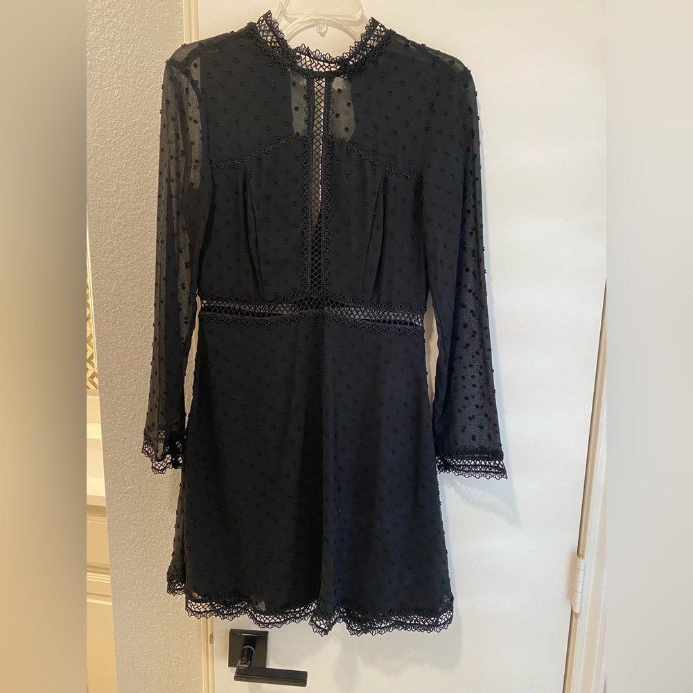 Bardot Black Sheer Long Sleeve Dress